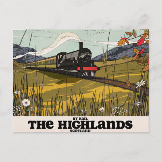 Postal Cartel de viaje a las Tierras Altas de Escocia