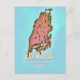 Postal Cartel de viaje a Lefkada Grecia.