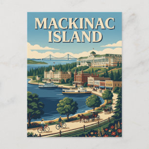 Postal Cartel de viaje a Mackinac Island Michigan Grandes