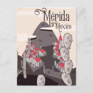 Postal Cartel de viaje a Mérida México