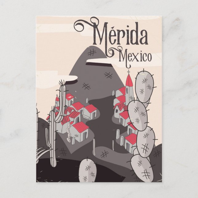 Postal Cartel de viaje a Mérida México (Anverso)