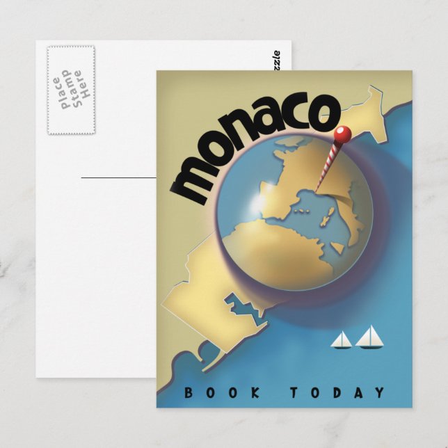 Postal Cartel de viaje a Mónaco  (Anverso / Reverso)