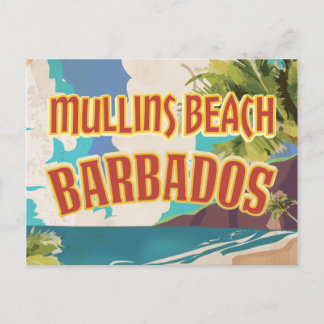 Postal Cartel de viaje a Mullins Beach Bay Barbados.
