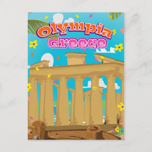 Postal Cartel de viaje a Olimpia Grecia.