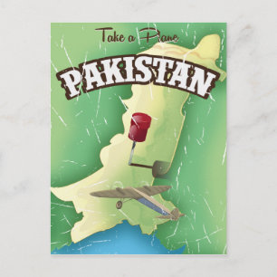 Postal Cartel de viaje a Pakistán en avión