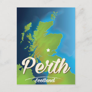 Postal cartel de viaje a Perth Escocia