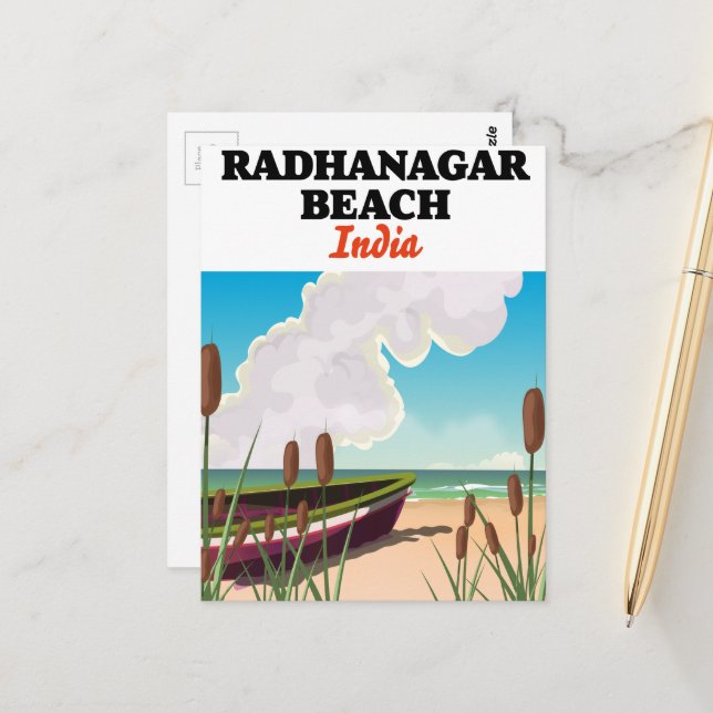 Postal Cartel de viaje a Radhanagar Beach India (Anverso/Reverso In Situ)