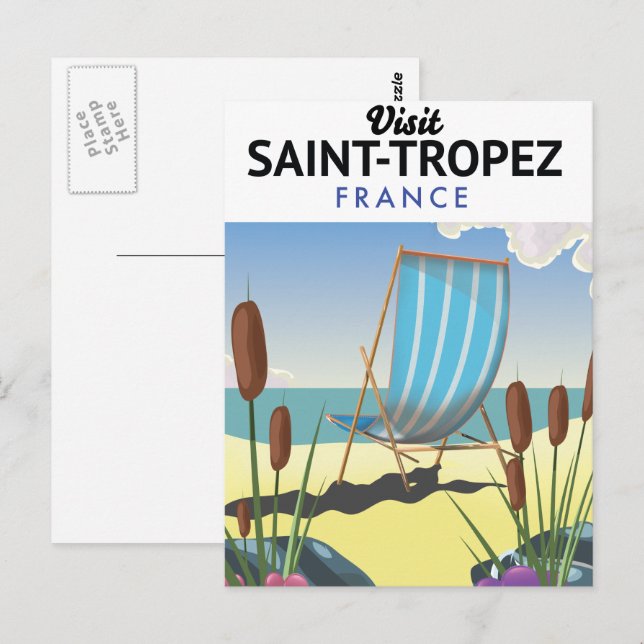 Postal Cartel de viaje a Saint-Tropez Francia  (Anverso / Reverso)