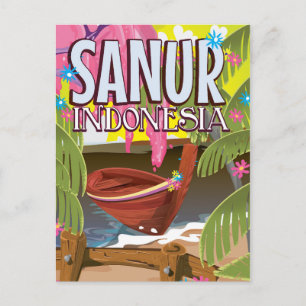 Postal Cartel de viaje a Sanur, Indonesia.