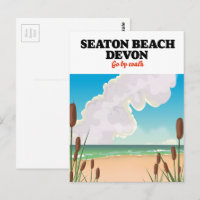 Cartel de viaje a Seaton Beach Dorset