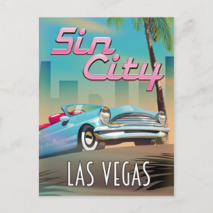 Postal Cartel de viaje a Sin city Las Vegas