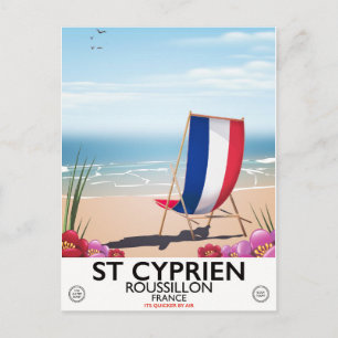Postal Cartel de viaje a St Cyprien, Roussillon Francia