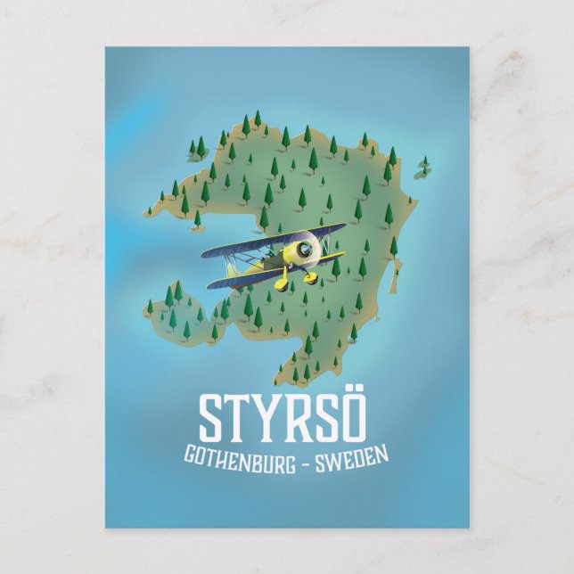 Postal Cartel de viaje a Styrsö, Suecia. (Anverso)