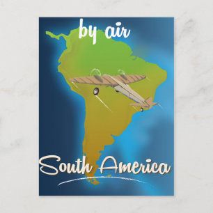 Postal Cartel de viaje a Sudamérica por aire