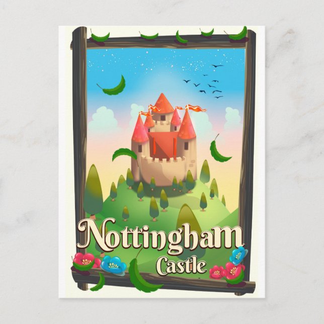 Postal cartel de viaje al castillo de Nottingham (Anverso)