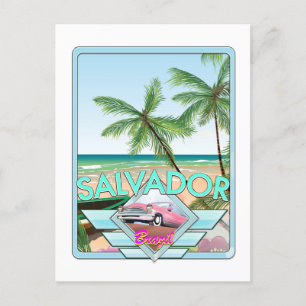 Postal Cartel de viaje al estilo de Salvador Brasil.