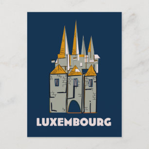 Postal Cartel de viaje al estilo retro de Luxemburgo