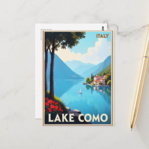 Postal Cartel de viaje al Lago de Como, Italia,