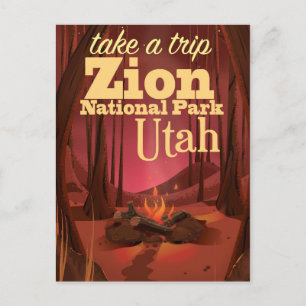Postal cartel de viaje al Parque Nacional Zion