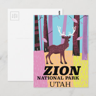 Postal Cartel de viaje al parque nacional Zion Utah.