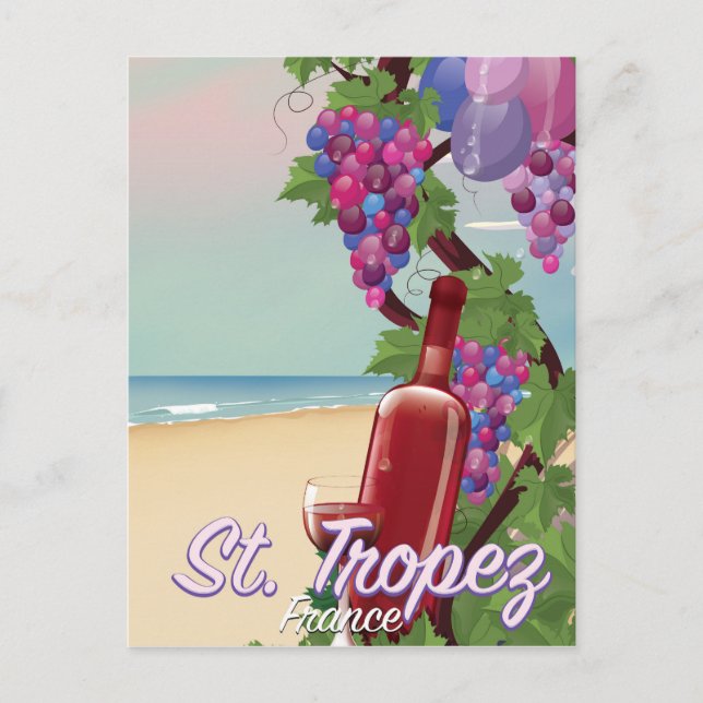 Postal cartel de viaje al vino de st. tropez France (Anverso)