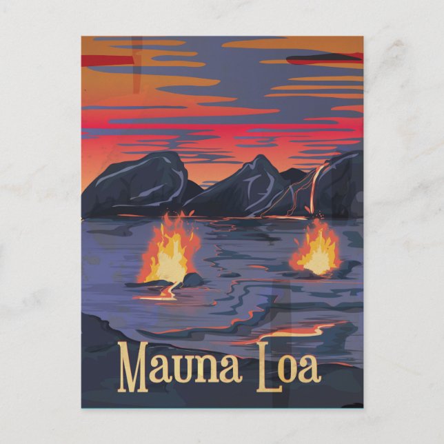 Postal cartel de viaje al volcán Mauna Loa (Anverso)