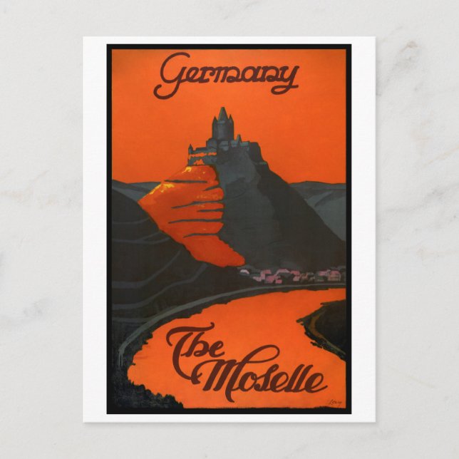 Postal Cartel de viaje antiguo de Alemania restaurado (Anverso)