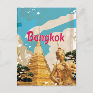 Postal Cartel de viaje antiguo de Bangkok