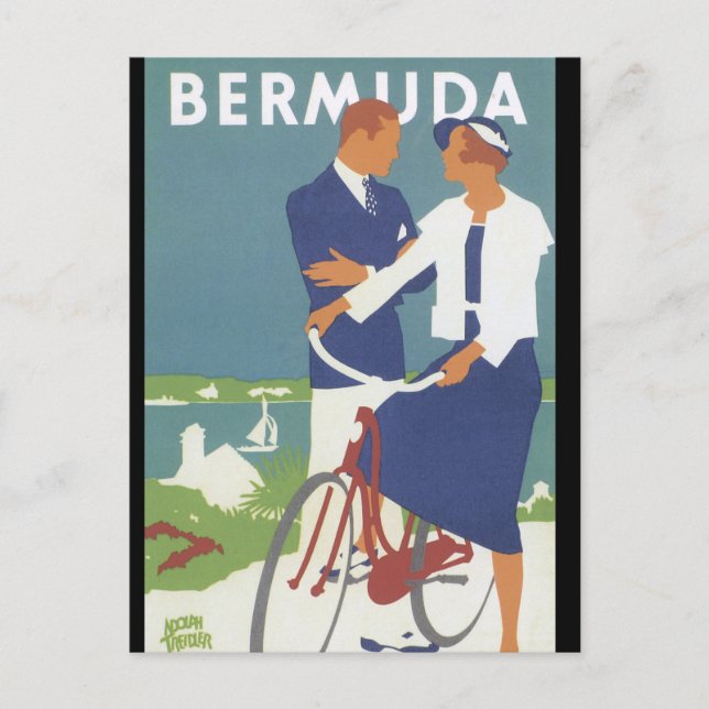 Postal Cartel de viaje antiguo de Bermudas (Anverso)