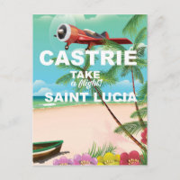 Cartel de viaje antiguo de Castrie Santa Lucía