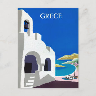 Postal Cartel de viaje antiguo de Grecia restaurado