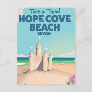 Postal Cartel de viaje antiguo de la playa de Hope Cove D
