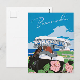 Postal Cartel de viaje antiguo de las Bermudas Arte de Ad