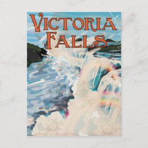 Postal Cartel de viaje antiguo de las cataratas Victoria