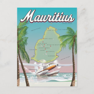 Postal Cartel de viaje antiguo de Mauricio
