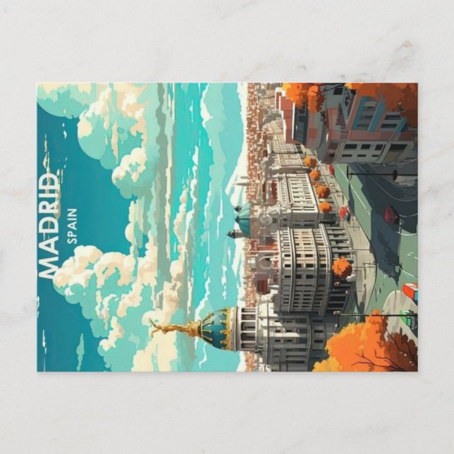 Postal cartel de viaje antiguo madrid españa (Anverso)