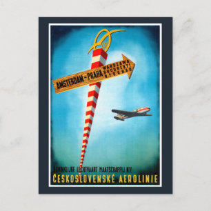 Postal Cartel de viaje antiguo restaurado de Checoslovaqu