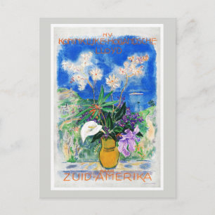 Postal Cartel de viaje antiguo restaurado de Sudamérica