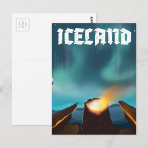 Postal Cartel de viaje aurora boreal Islandia
