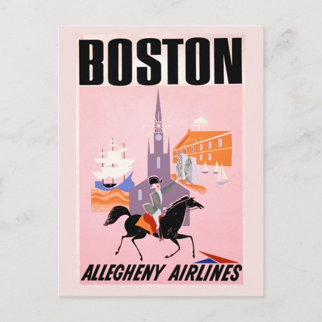 Postal Cartel de viaje de Allegheny Airlines a Boston (Anverso)