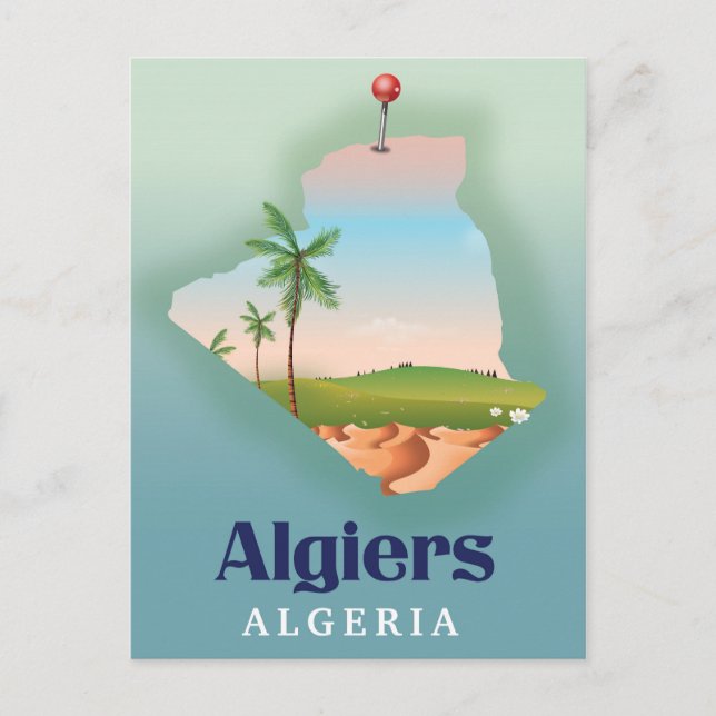 Postal Cartel de viaje de Argel argelino (Anverso)