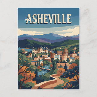 Postal Cartel de viaje de Asheville Carolina del Norte Bl