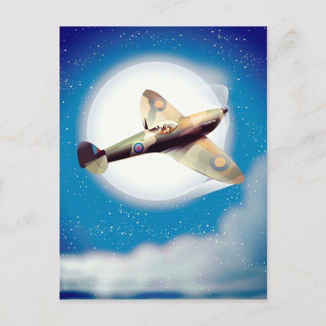 Postal cartel de viaje de avión Spitfire (Anverso)