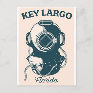 Postal Cartel de viaje de buceo náutico de Key Largo Flor