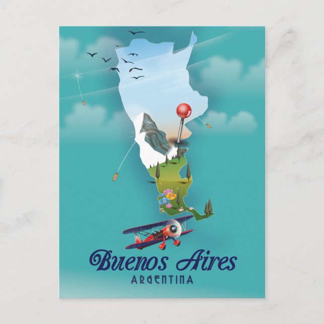 Postal Cartel de viaje de Buenos Aires, Argentina (Anverso)