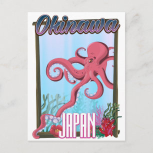 Postal Cartel de viaje de calamar de Okinawa Japón