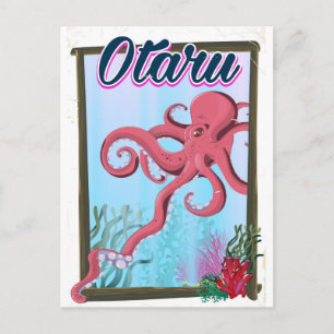 Postal Cartel de viaje de calamares de Otaru Japón