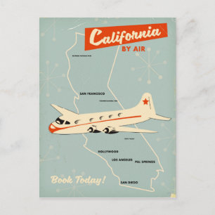 Postal Cartel de viaje de California de los años 50 "por