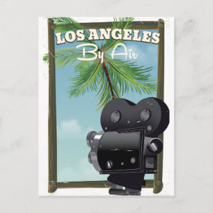 Postal Cartel de viaje de cámara de cine de Los Ángeles