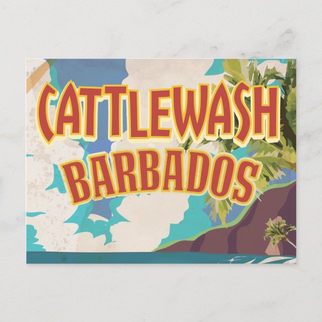 Postal Cartel de viaje de Cattlewash Beach Barbados. (Anverso)